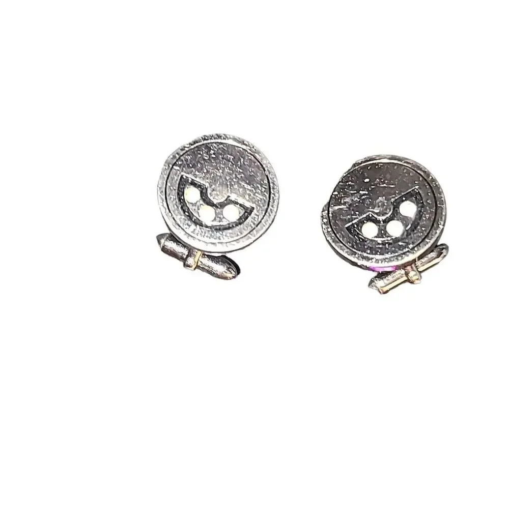 Vintage Silver Tone Disc‎ & Rhinestone Swank Men's Cufflinks